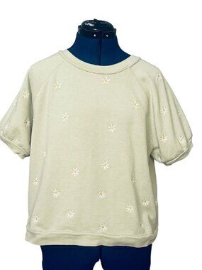 Madewell Green Embroidered Daisy Sweatshirt